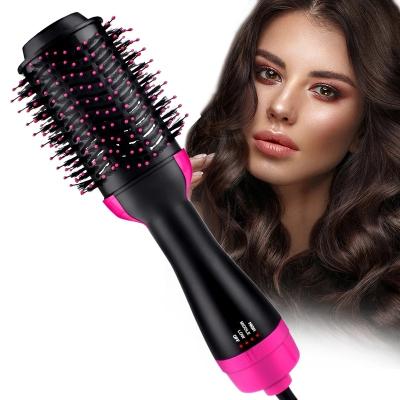 China One Step T4 Salon Hot Air Palette Styling Brush One Step Hair Dryer And Volumizer Styler Negative Ion Generator Hair Straightener Curler for sale