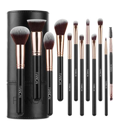 China Private Label Makeup 12PCS Soft Luxury Professional Kits Cosmetic Black Wooden Makeup Brush Set Custom Logo Makeup Brush Set for sale