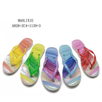 China Rainbow Anti-slippery Mix Colorful Fashion Printed Luxury Designer Women Flip Flops Beach Ladies Slippers for sale