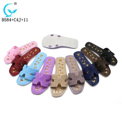 China Promotional Fashion Comfortable Outdoor Sexy Ladies Steel Chappals Flat Toe Women Slippers Slippers for sale