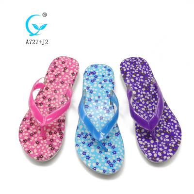 China 2021 New Arrival Durable PVC Outsole Heel Wedge Women Slippers Fashion Summer Flip Flops Beach for sale