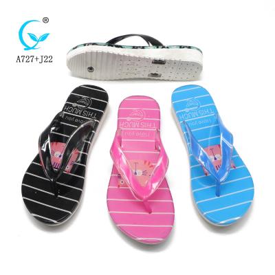 China Factory wholesale Anti-slippery rubber outsole Wuchuan Maoli flip flops PVC stylish PVC women slipper for sale