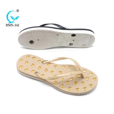 China Lovers Design Brazil Flip Flops Women Fancy Color Durable Gold Ladies Slipper Anti-slippery for sale