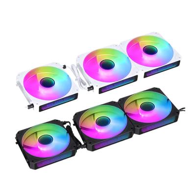 China Computer Case SAMA AURA sync 120mm ultra quiet electrical led lights daisy-chain 3pack 120mm black ARGB computer gaming PC case UNI fan for sale