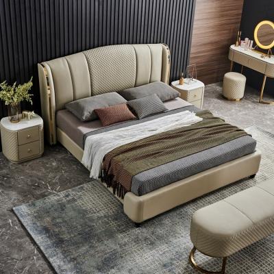 China Double Size Luxury Queen Bedroom King Size Comfortable Soft Modern Customized Leather Bed for sale