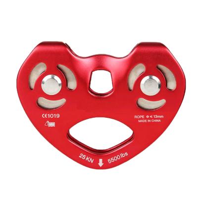 China Rock Climbing Or Other Sport CE Certified 27kN Aluminum Tandem Double Pulley With Ball Bearing For Climbing for sale