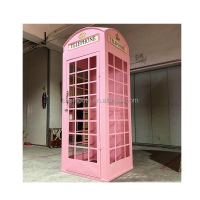 China Wedding Factory Price OEM Metal London Material British Pink Phone Booth For Sale for sale