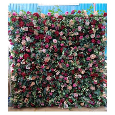 China Banquet Wedding 3D Roll Up Fabric Flower Wall Backdrop Flowers Home Decorations for sale