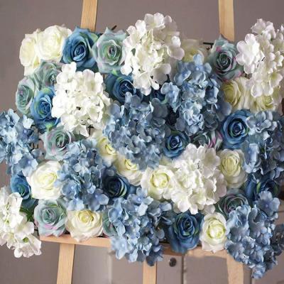 China Artificial Silk Flower Wall Rose Hydrangea Flower Background Wedding Party Event Decoration for sale