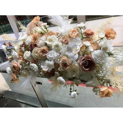 China Wedding Party Event Decoration Wedding Decoration Artificial Flower Runner Silk Rose Flower Arrangement for sale