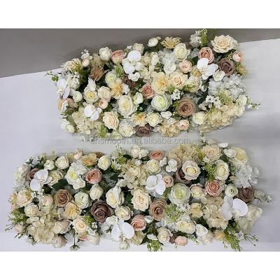 China Decorative Wedding Party Event Decoration Blush Pink Artificial Silk Flower Rose Runner For Wedding for sale