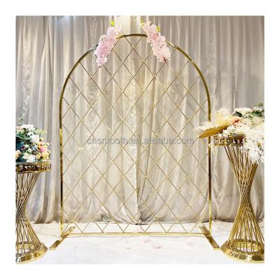 China Hotel Customized Wedding Gold Stainless Steel Arch Champagne Holder Wall Backdrop For Wedding/Banquet/Wedding for sale