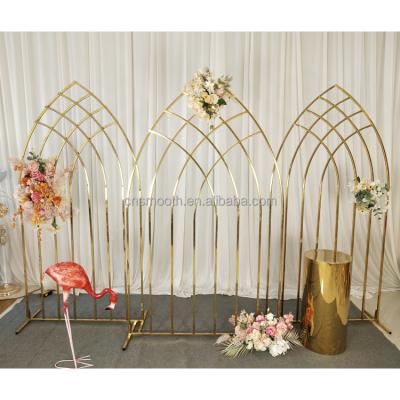 China Wedding / Banquet / Hotel Wedding Gold Stainless Steel Arches Frame Backdrop Set For Weddding Backdrop for sale