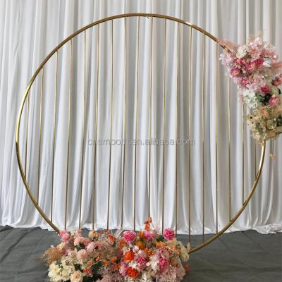 China Wedding/Banquet/Gold Circle Hotel Wedding Stainless Steel Flower Stand Dining Decoration Wedding High Backdrop For Sale for sale