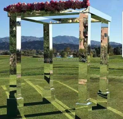 China Customized Luxury Customized Gold Mandap Mirror Wedding Acrylic Arch Morden Or Chuppah Events Decoration On Sale for sale