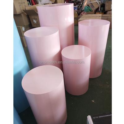 China Morden Round Cylinder Rose Metal Wedding Pedestals for sale