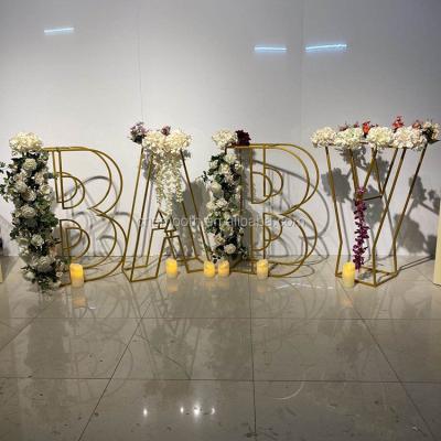 China Giant Decoration Baby Shower Birthday Party Decor Gold Metal Block Balloon Letters for sale