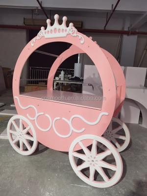 China MDF/metal/acrylic custom acrylic food pink cotton candy display cart party for sale