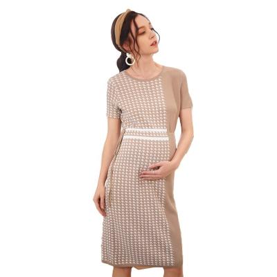 China Breathable Women Casual Round Neck Ruched Short Sleeve Maternity Dresses for sale