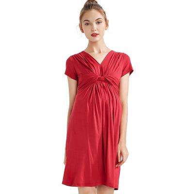 China Breathable Wholesale Women Short Sleeve Pregnancy Dress Modal Nursing For Pregnant Pregnancy Clothing for sale