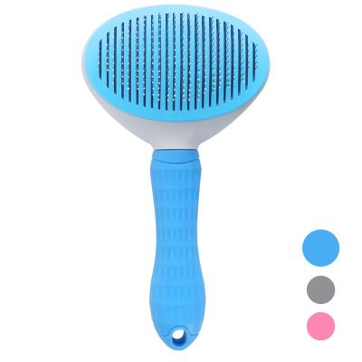 China Viable Best Sales Pet Grooming Massage Comb Pet Hair Trimmer Automatic Steel Needle Cleaning Comb for sale