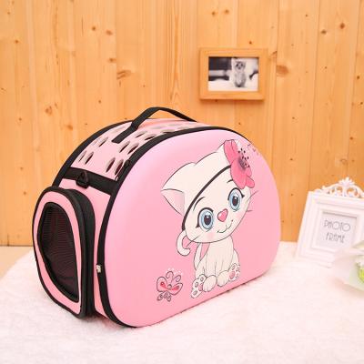 China Simple Selling Breathable Pet Dogs and Cats Shoulder Bag Handbag Mesh Breathable Folding Cute Pet Bag Printed EVA Travel for sale