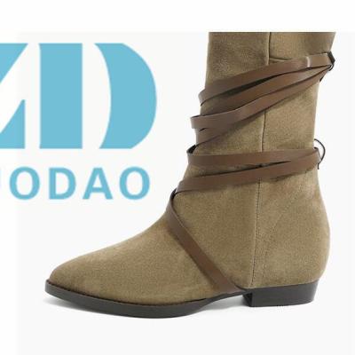 China Deodorization OEM/ODM Support Design Ladies Boots Long Scare To Hide Leather Point Toe Winter Women Knee High Flat Reject 2022 Wholesale Boots for sale