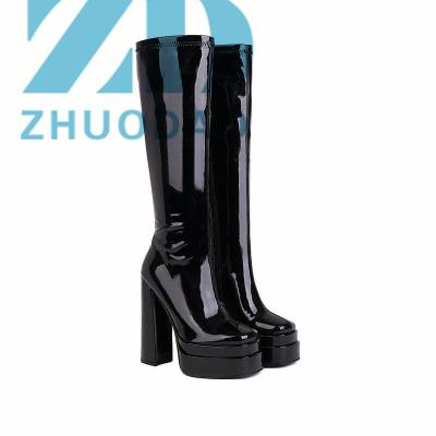 China Female thick square heel long and short boot woman ankle boots ladies high heel feman shoes vintage lace-up ARCH SUPPORT wholesale for sale