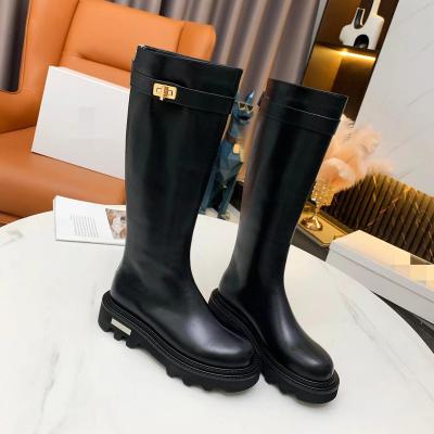 China Wholesale new Anti-odor design denim high heel over the knee boots women boots long leather trim brand personality button boots for sale