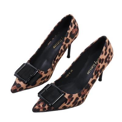 China 2022New Square Breathable Sexy Suede High Heel Shoe Leopard Brand Shoes Women Heels Custom-Made Factory Wholesale for sale