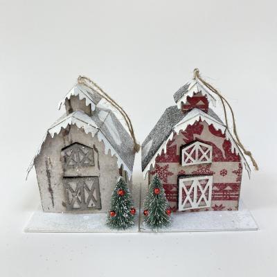 China China Wholesale Country Home Decorative Cardboard Paper Popular Christmas Gift Red Color Wooden Snowflake Ornaments and Pendants for sale