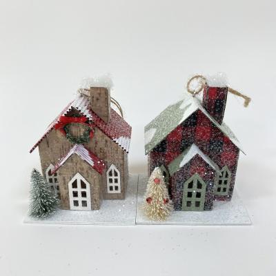 China China Wholesale Country Home Decorative Cardboard Paper Popular Christmas Gift China Supplier Red Color Christmas Tree Ornament Wooden Pendant for sale