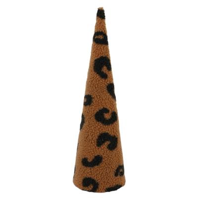 China 2022 Festival Decoration Home Europe Best Selling Plush Leopard Print 18 Inch Thick Paper Christmas Tree Cone for sale