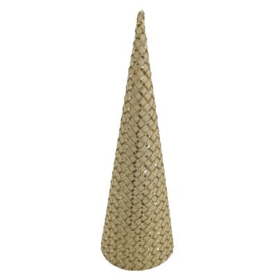 China Hot Selling 2022 Festival Home Decoration 18 Inch Gold Christmas Tree Cone Cloth With Shiny Sequins Ornament for sale