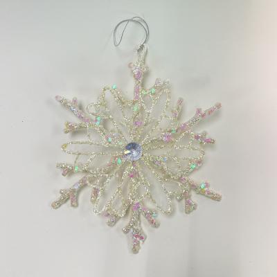 China Best Selling Environmental Friendly Free Sample Handmade Christmas Crystal Snowflake Christmas Tree Decoration Pendant Ornament for sale