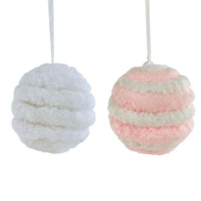 China White Shatterproof Pink Plant Pompom Christmas Tree Balls Decor Eco-Friendly Mini Christmas Plush Balls Ornaments for sale