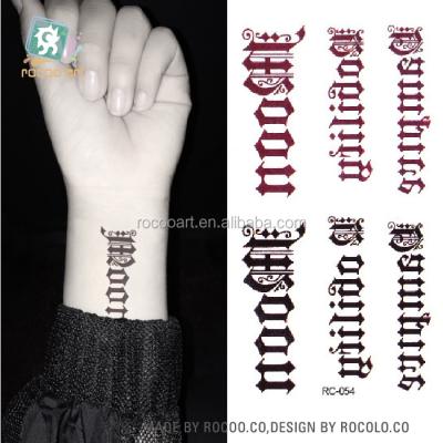 China RC-054/2016 New Customs Transfer Tattoos Body Temporary Arm Temporary Tattoo Arabic Letter Tattoo for sale