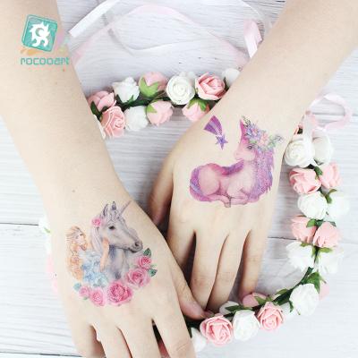 China Small Lovely Temporary Fake Temporary Tattoos Sticker Wholesale Custom Cartoon For Children Unicorn Face Kids Sticker for sale