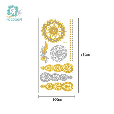 China Rocooart Temporary Face Make Up Skin Tattoos Face Metallic Art Flash Gold Silver Temporary Tattoos Sticker for sale