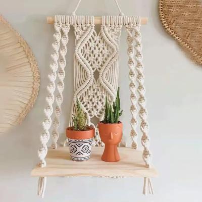 China Nordic Style Decor Handwoven Hanging Tapestries Show Wall Storage Racks Hotel Kids Room Bohemian Hanging Ornaments for sale