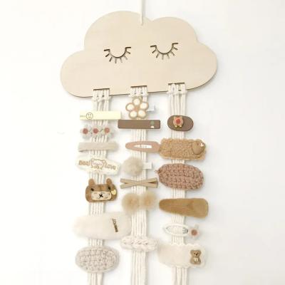 China Nordic Nordic Hairpin Hairpin Storage Cloud Waste Wood Style Kids Room Hanging Bohemian Decor for sale