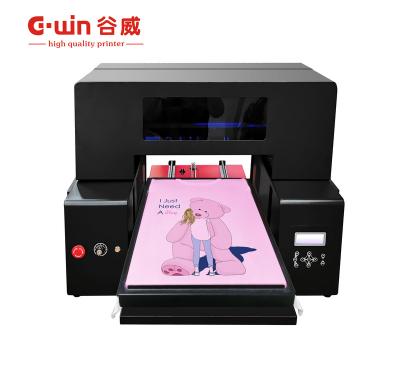 China 2021 new design glass A3 size DTG printing machine with xp600 print head dual inkjet flatbed T-shirts printer for sale