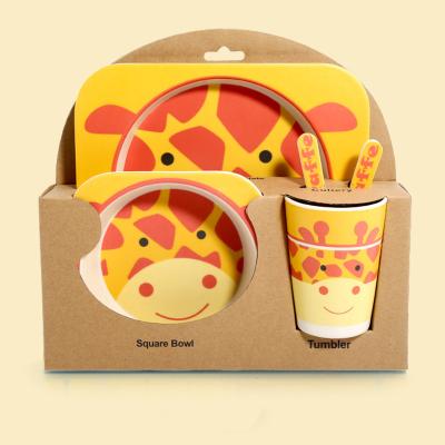 China Eco-Friendly Fiber Bamboo Bowl Set Kid's Kitchen Restaurant Tableware Cartoon Image Kids Bamboo Bowl Set for sale