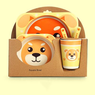 China Eco-Friendly Tableware Children's Restaurant Dinnerware Children's Healthy Tableware Puppy Cartoon Image Bamboo Fiber Kitchen Day Gift for sale