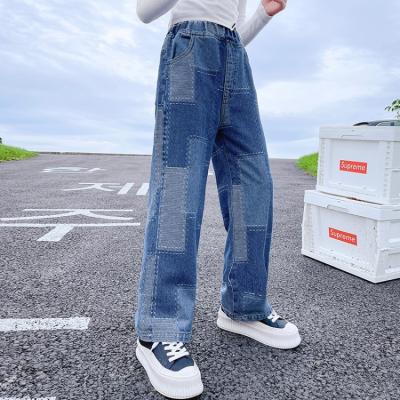 China Fashion Breathable Hot Popular Loose Wide Leg Cheap Sale Girls Jeans For Kids for sale