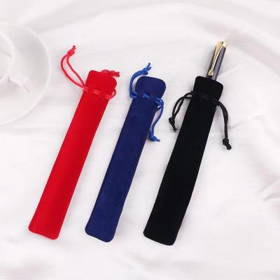 China office & School Pen Manufacturer Custom Logo Quality Portable Velvet Pen Pouch for sale