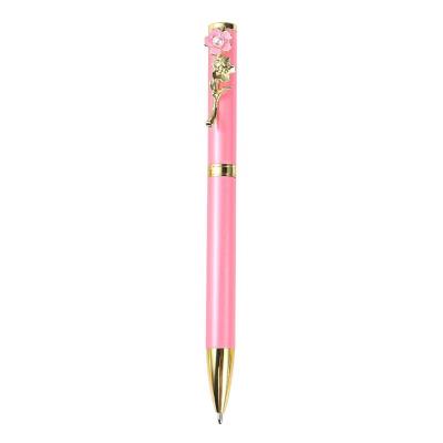 China office & School Pen Unique Beautiful Clip Advertising Luxury Personalized Cute Metal Flower Rose Pen With Custom for sale