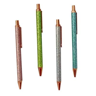 China office & Promotional Metal Click Pen Glitter Metal Retractable Pen School Gold Press Colored Powder Pen for sale