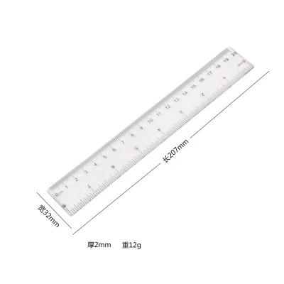 China Office & School Pen 20cm Ruler Plastic Transparent Single Straight Ruler Measuring Tool For Student School Office Drawing Custom Logo for sale