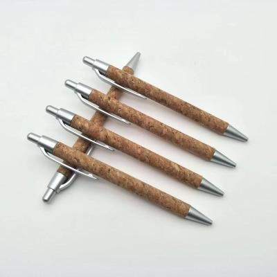 China Office & School Pen Wholesale Ecomotional Luxury Black Ink Wooden Ballpoint Cork Ball Pen for sale